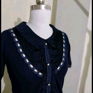 Gorgeous Navy Blue Korean Top💙