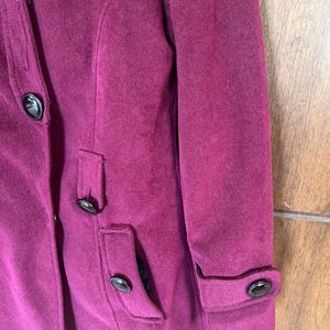 Burgundy Trench Coat By Dressberry