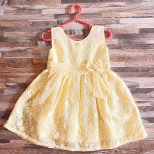 New Yellow Frock With Bow | Party | Occasional