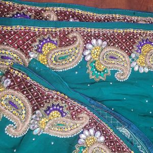 Party Wear Heavy Zardozi Work Saree