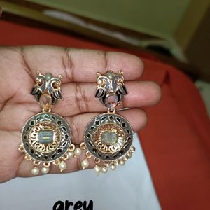 Meenakari Stone Embedded Jhumkas