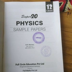 Super 20 Physics Sample Paper Class 12th