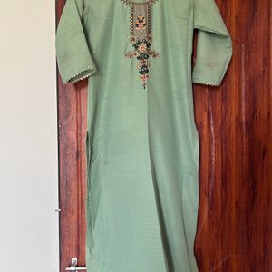 Pista Green Kurta Pant Set With Dupatta 💙