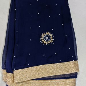 Navy Blue Saree With Blouse