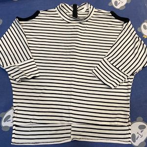 Black and White Striped Top