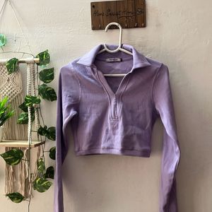 Lavender V Neck Full Seelves Top