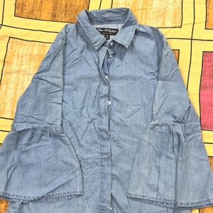 Denim Shirt With Bell Sleeves