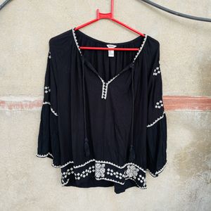 Black Boho Top