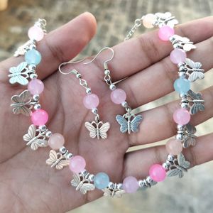 Beautiful Butterfly Pastel Colour Necklace Sets