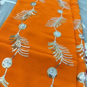 New Orange Tari Work Saree