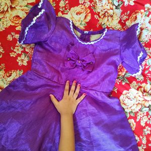 Purple Frock With Bow for Kids