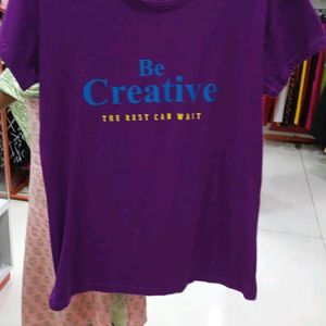 Purple Regular Casual Wear Printed Tshirt