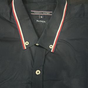 Navy Blue Full Sleeve Branded Shirt.