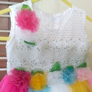 Baby Girl Rainbow Theme Frock