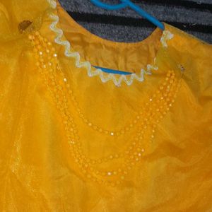 Beautiful Party Wear Yellow Layers Dress