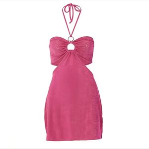 Pink Cut Out Beach Dress