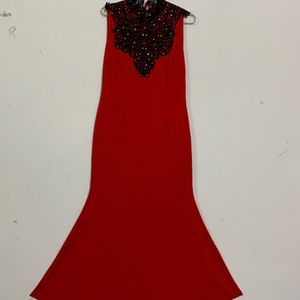 Red Fish-cut Dress