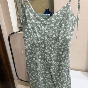 Floral Back Zipper Knot Dress