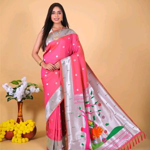 *Paithani silk saree with zari weaving work*