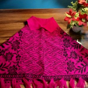 Pink Colour Ponchu With Elegant Embroidery