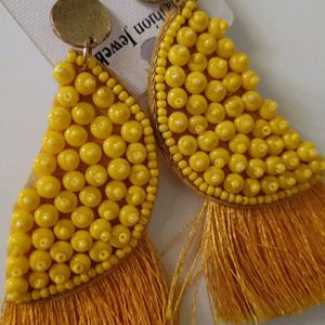 Yellow Beaded Bohot Earrings