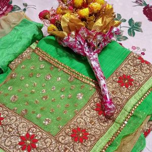 Wedding Saree+Artificial Flowers