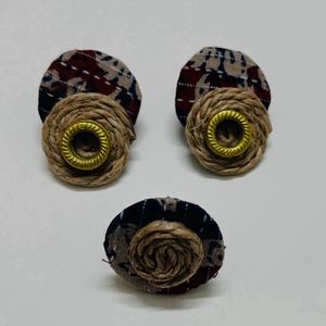 Handmade Fabric Studs With Ring