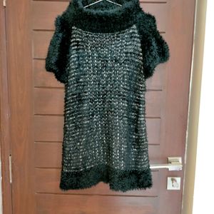 Black Woolen Long Top Cum Dress