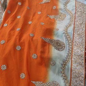 Beautiful Orange Colour Georgette Saree