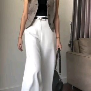 Stella White Side Hook Trousers