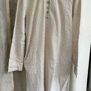 Chikan Kari Heavy White Kurta