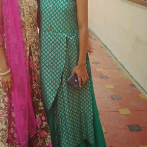 Green Asymmetric Ethnic Gown