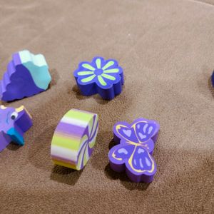 6 Beautiful LAVENDER PURPLE Erasers!!