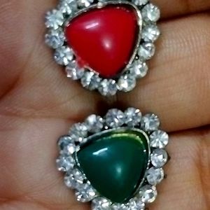 2 Colour Earrings Red And Green