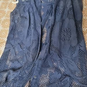 Blue Flower Design Net Shrug