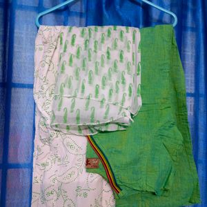 White And Green Colour Suit For Bust Size 38inch