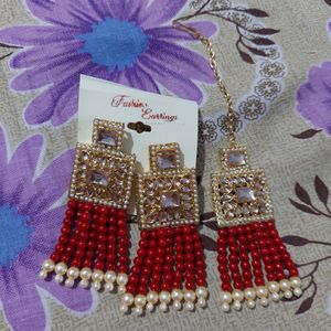 Red Earring & Mang Tika