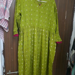 Lime Green Kurti With Freebies