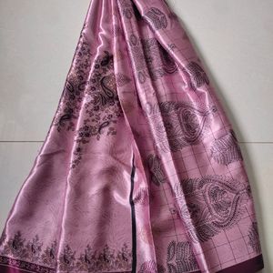 New Full Pink Satin Saree