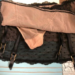 Garter Belt With Sheer Thong Panty