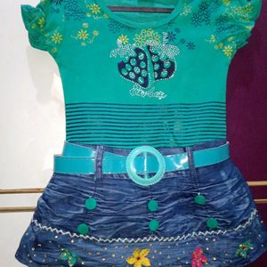 1-2 YrSea Green Midi With Jacket And Belt