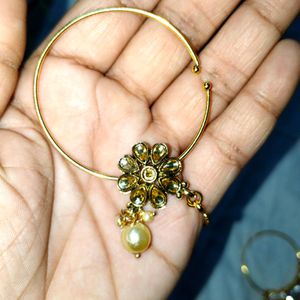 Ethnic Kundan Work Nose Nath