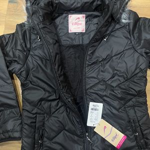 Brand new womens black jacket with detachable hood