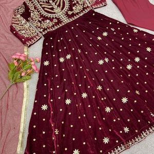 Readymade Velvet Designer Anarkali Suit