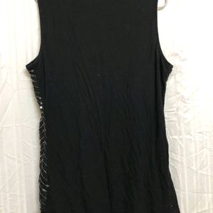 Studio Y Black Sequined Scoop Neck Top