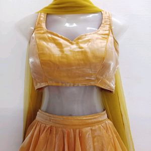 Organza Mustard Lehenga Choli