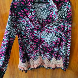 Printed Casual Shirt With Motifs Lace