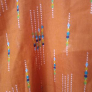 Orange Cotton Straight Kurta