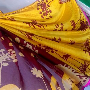 Yellow And Maroon Colour Sarees