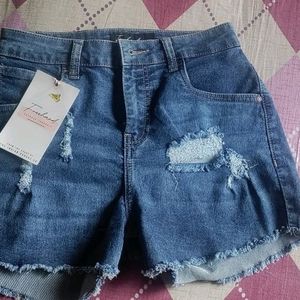 Washed Distressed Denim Shorts